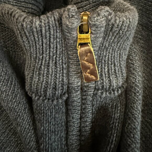 Eddie Bauer Seattle Sweater Mens TL Navy Blue Knit Cotton Mock Neck Quarter-Zip - Picture 11 of 12